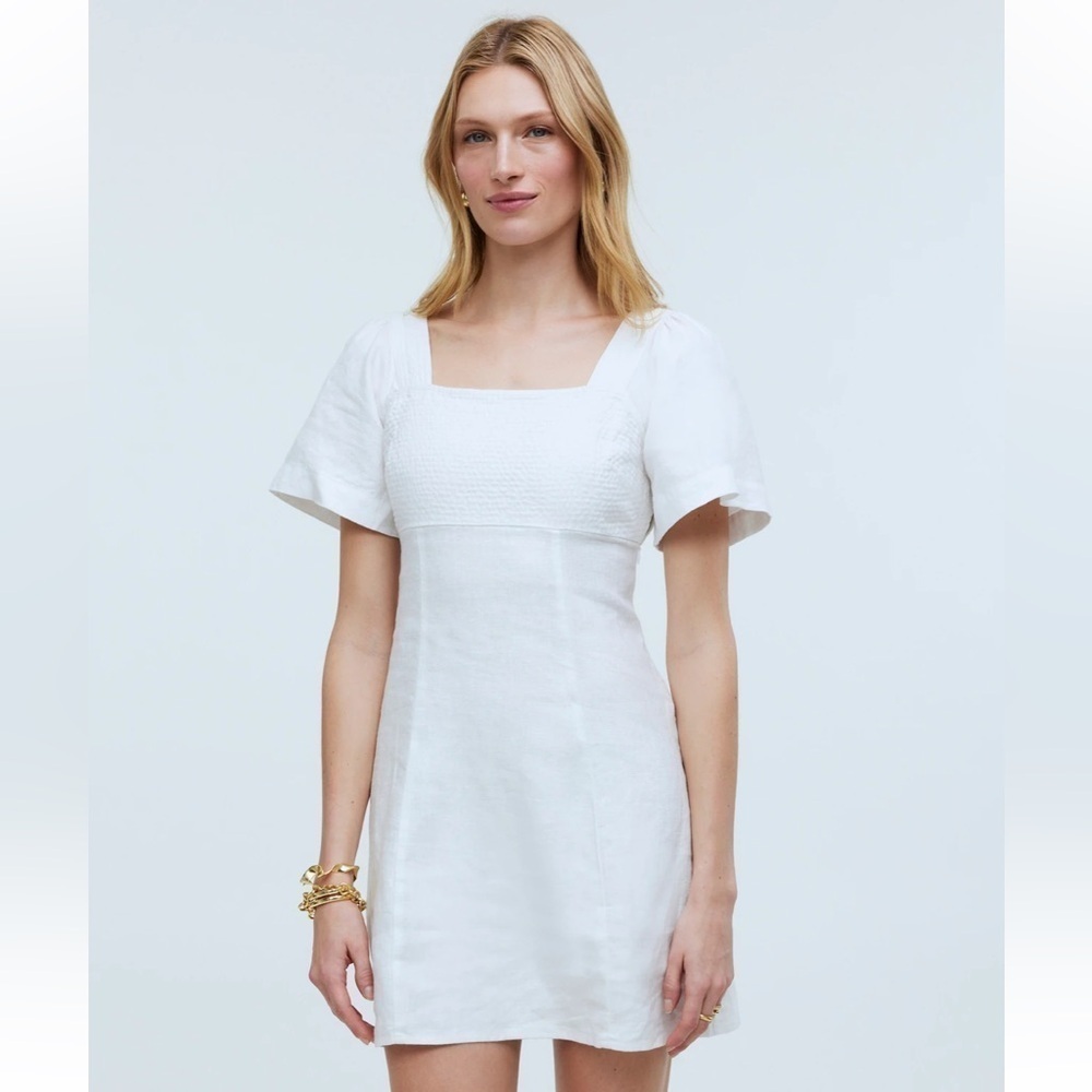 Madewell Square-Neck Mini Dress in 100% Linen - Picture 2 of 7